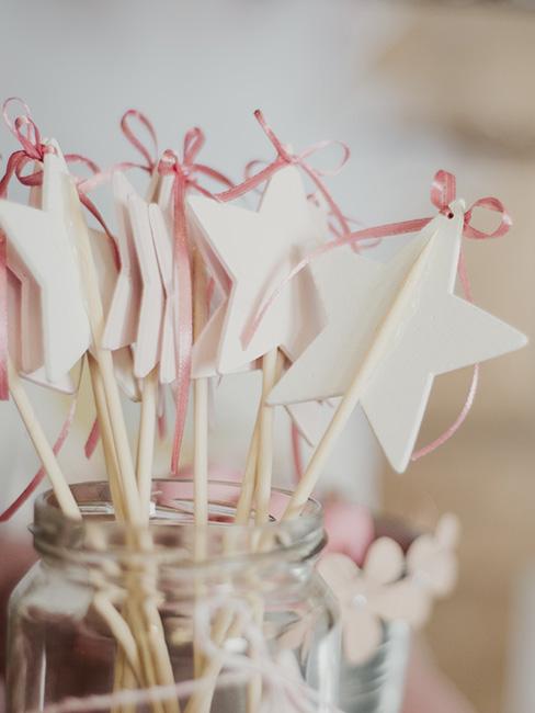 Ozdoby na tort dla dziewczynki, gwiazdki z kokardkami