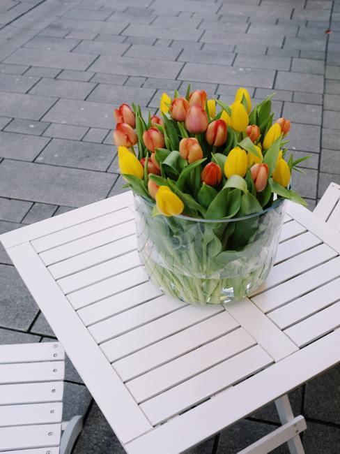 Kiedy sadzimy tulipany Bukiet tulipanów na białym stole