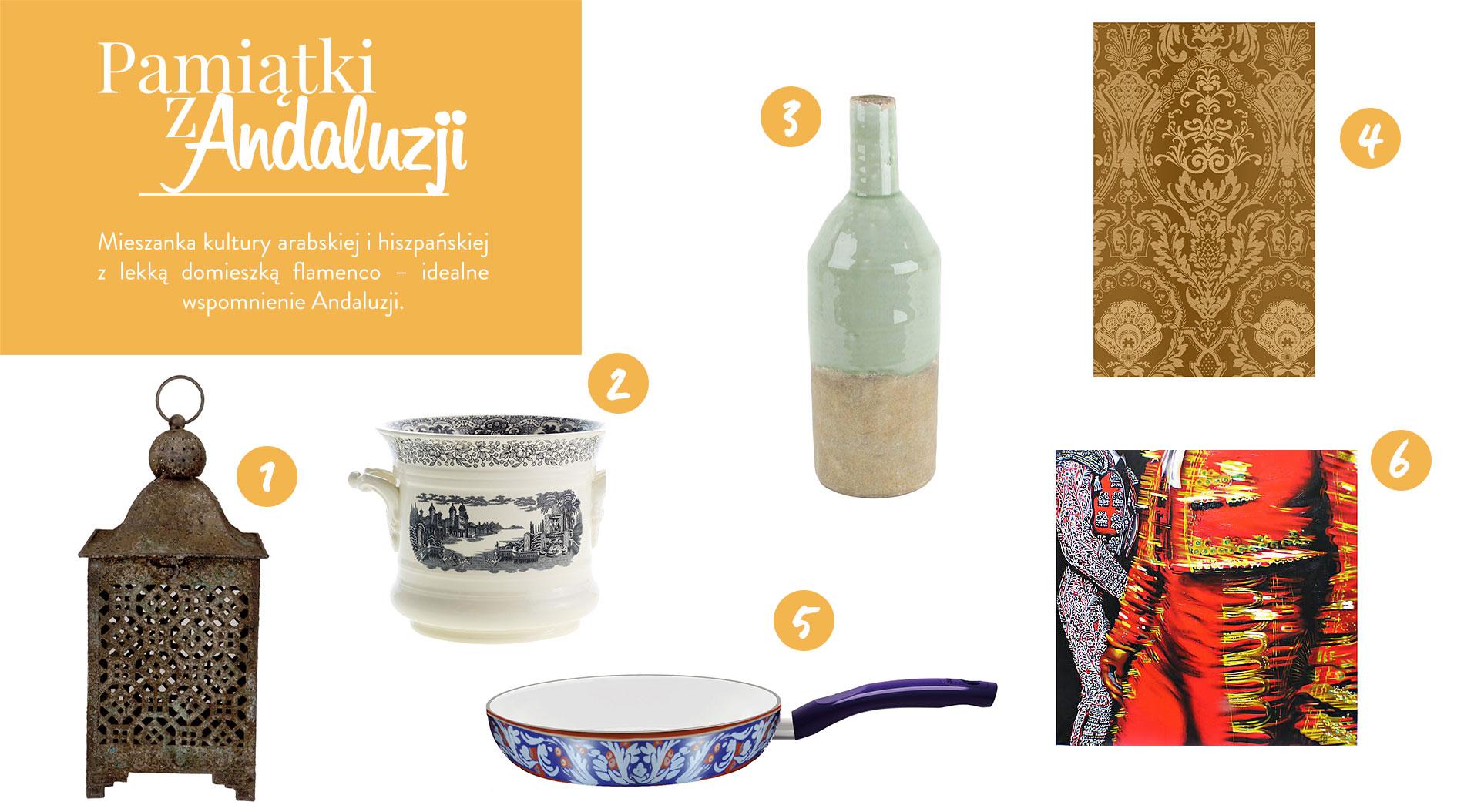 kolaż pzredstawiająca pamiątki z wakacji w Andaluzji