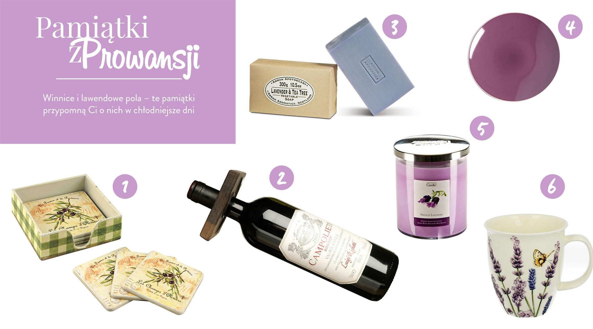 kolaż pzredstawiająca pamiątki z wakacji w Prowansji