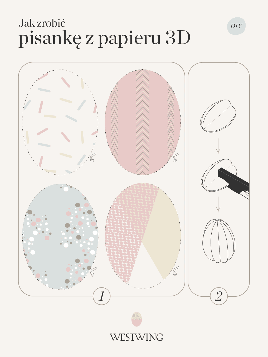 Sazblon do wykonania pisanki z papieru 3D