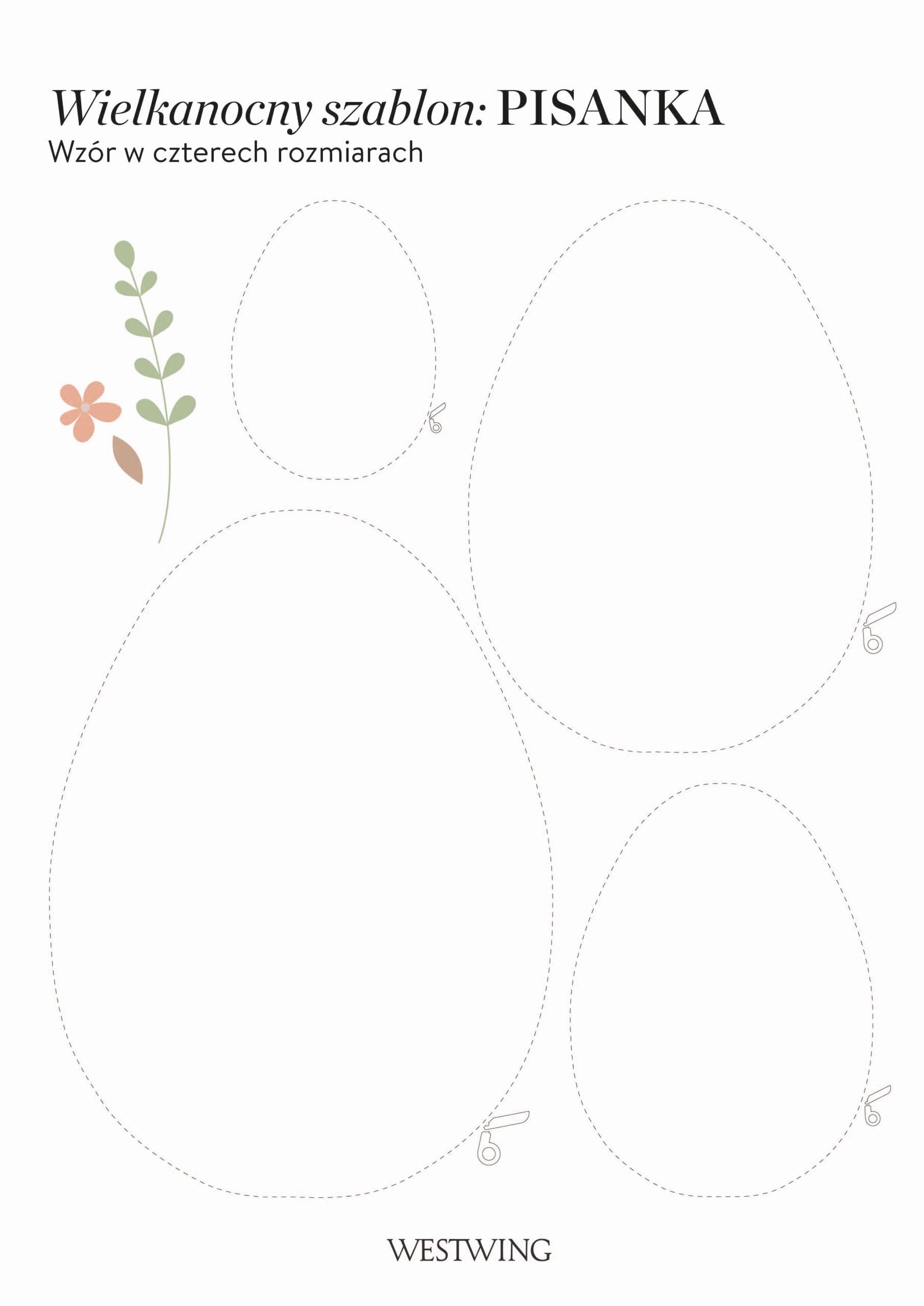 szablon wielkanocny do druku w kształcie pisanki w różnych rozmiarach