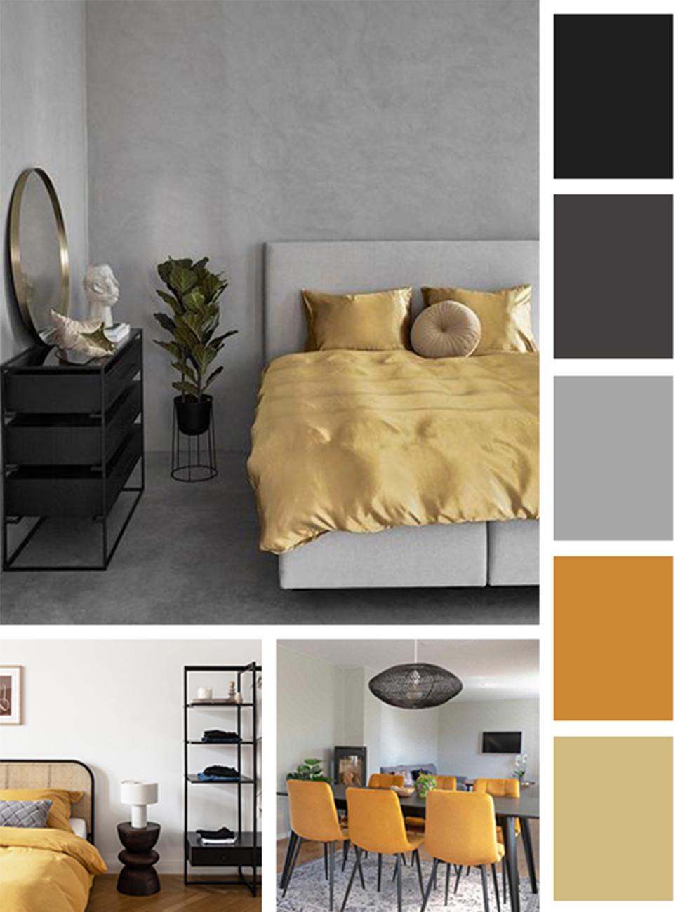 mood board żółtego z czarnym