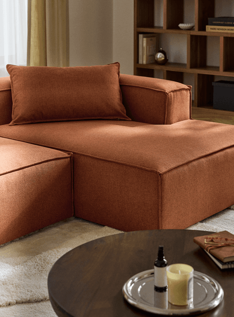 sofa narożna Lennon w kolorze terakota