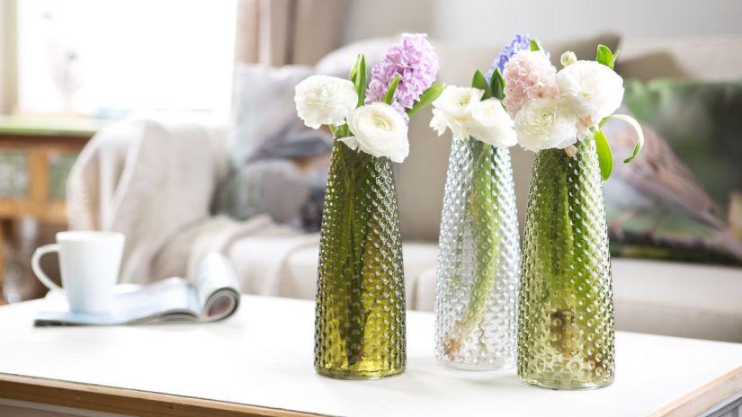 vase, vases, fleurs, vase transparent