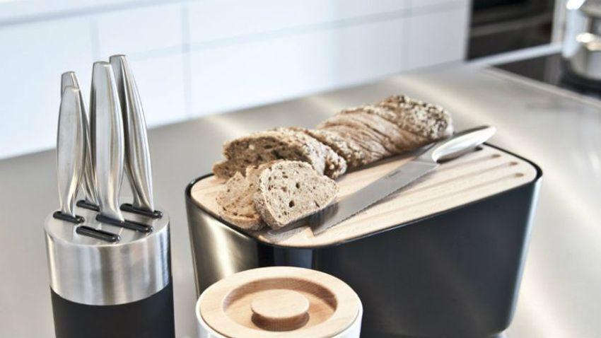 Boîte à pain bois et plastique plan de travail cuisine