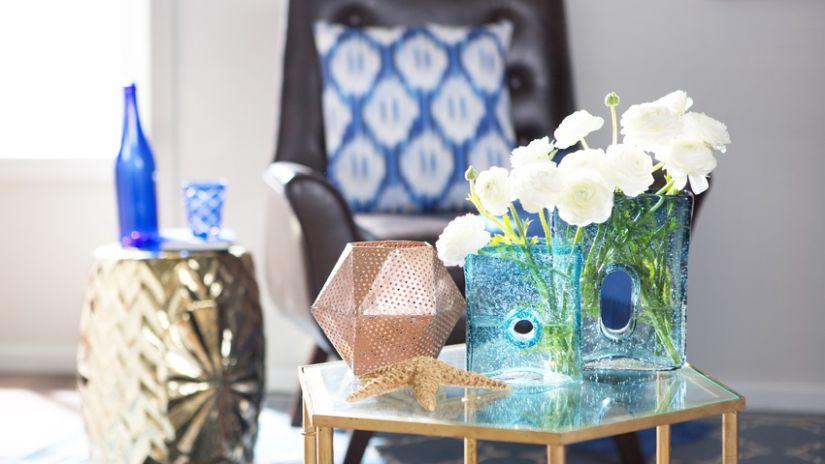 Vase bleu turquoise en verre
