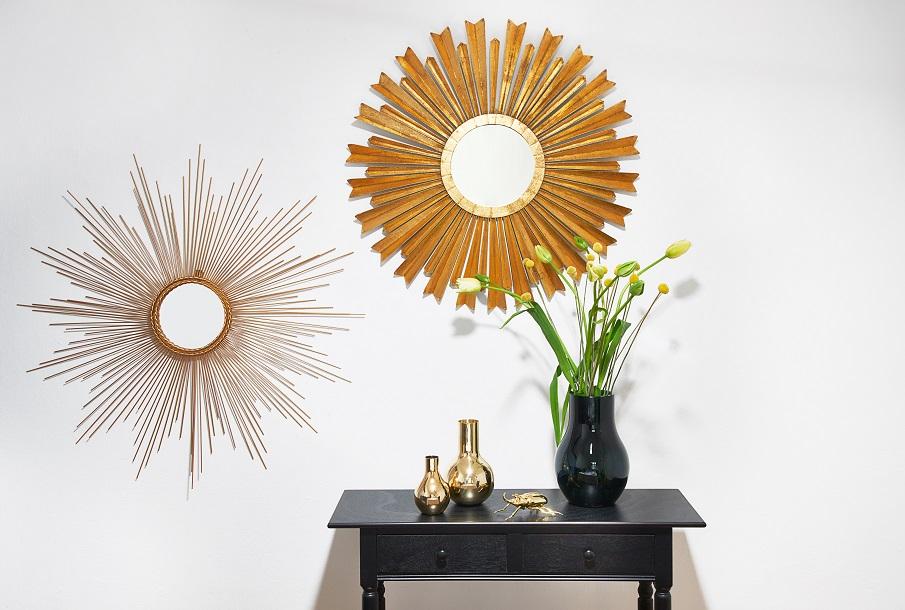 miroir soleil doré style rétro