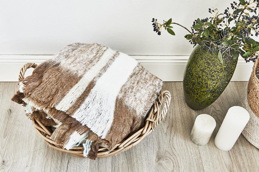plaid chaid beige et marron en laine