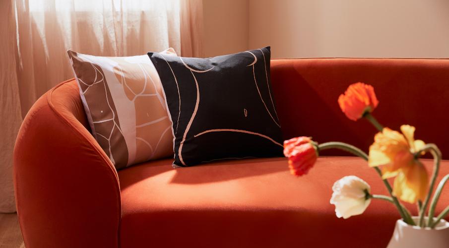 canape arrondi rouge orange design