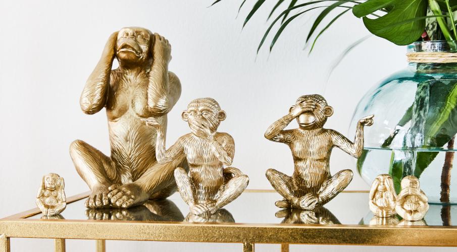 figurines singe en or
