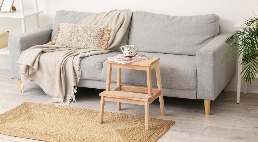 Tabouret escabeau bois brut