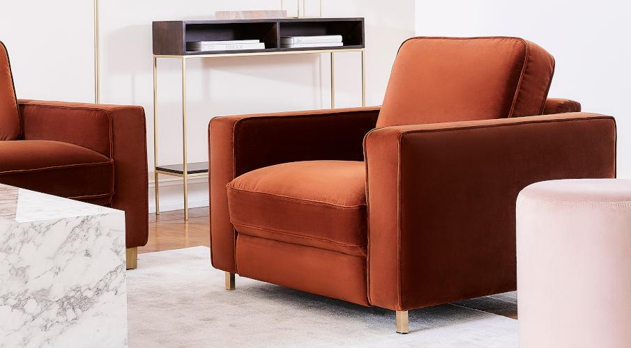 fauteuil convertible velours brique