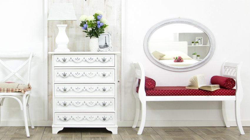 settimini moderni in legno bianco panca