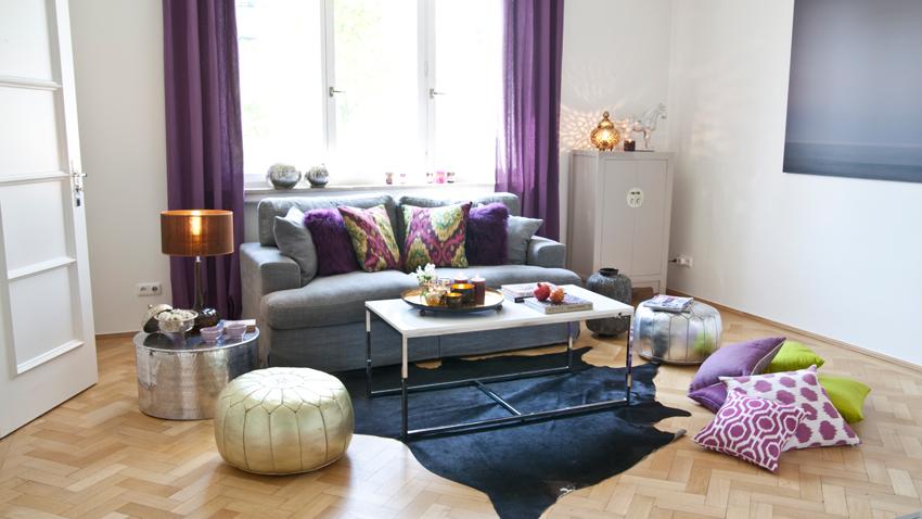 houtkleurige kurkvloer blauwe oosterse zithoek