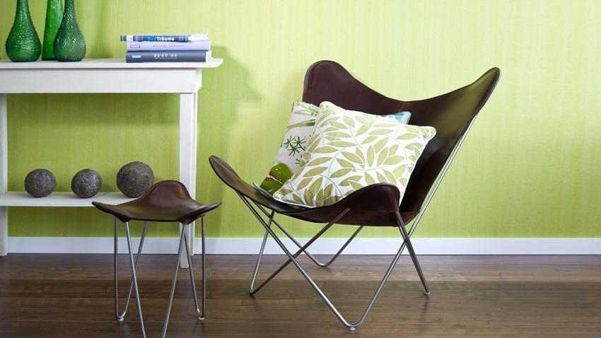 Stoel koeienhuid in lichtgroen design interieur