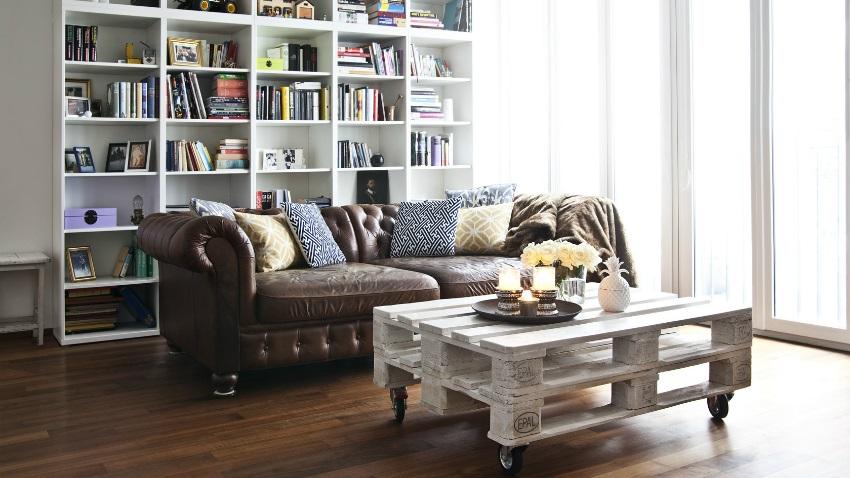 salontafel wit hout industrieel interieur bank
