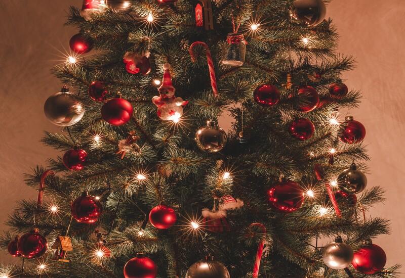 Rode grote kerstboom