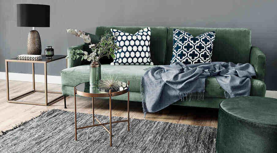 Sofy dla dzieci Sofa pokryta szmaragdowym welurem
