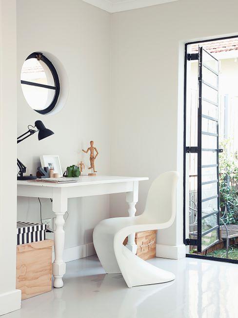 Meuble en plastique Coin maquillage avec bureau blanc et chaise en plastique blanc