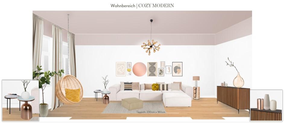 Wohnzimmer neu gestalten Vorschlag 1 Hängesessel