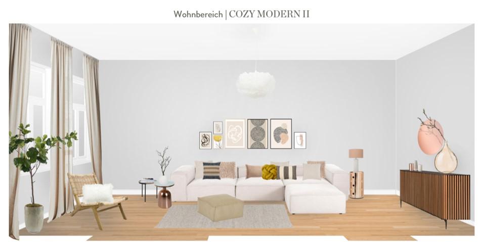 Wohnzimmer neu gestalten Vorschlag 2 Rattansessel
