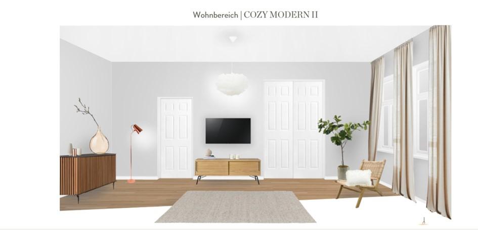 Wohnzimmer neu gestalten Rattansessel andere Raumseite