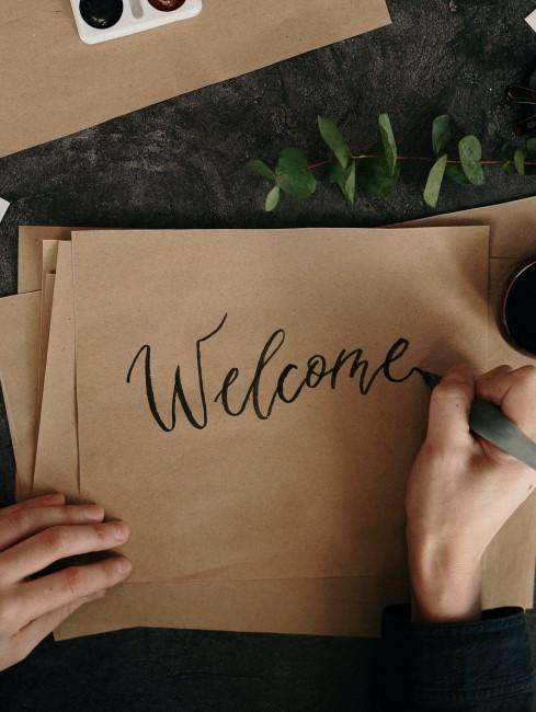 cartel-bienvenida-boda-banner escribiendo welcome