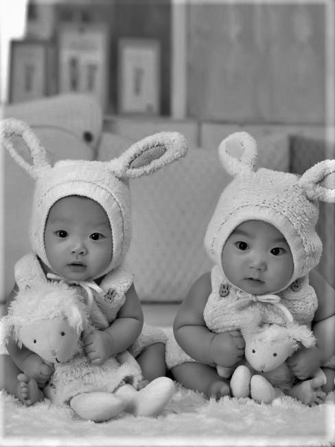geminis-banner dos bebes gemelos con un disfraz de corderito