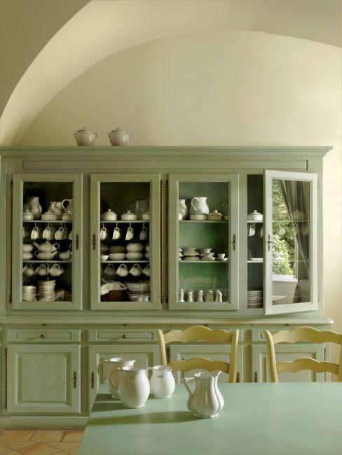 Vert Olive Vitrine de cuisine vert olive