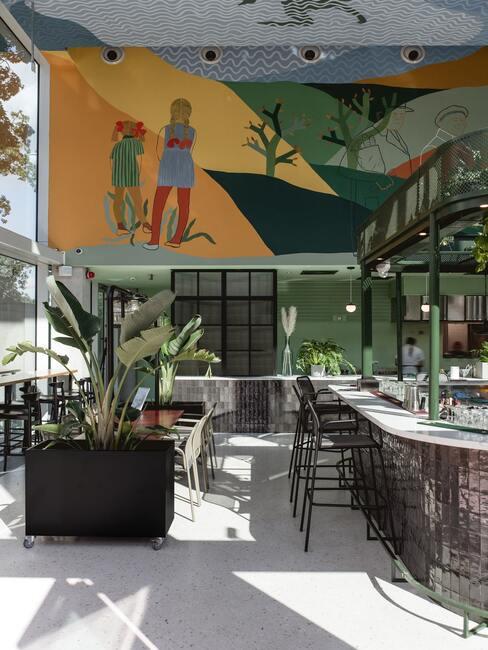 Słodowa Aranżacja wnętrz i mural w Bistro Słodowa