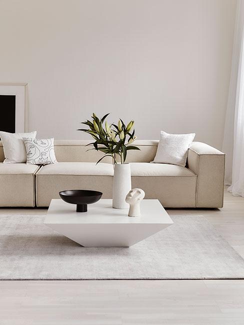 jasny minimalistyczny salon z sofą modułową