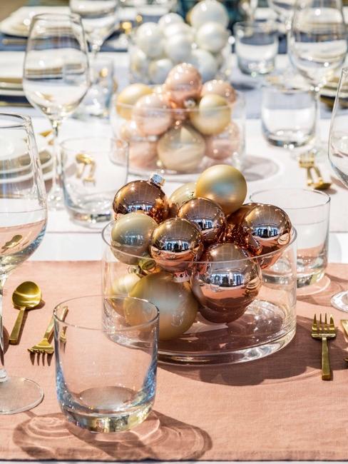 Cuenco de cristal decorativo cuencos de cristal con bolas navideñas