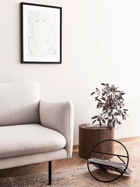 Decoración con cuadros Salón con cuadro enmarcado en pared blanca