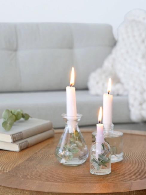 Kerzenhalter Glas Kerzenhalter aus Glas auf Couchtisch