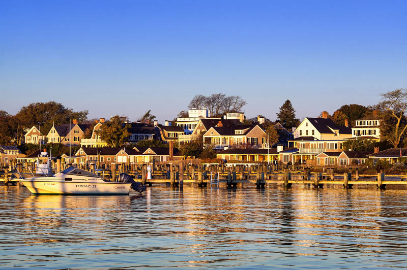 Edgartown harbor and homes