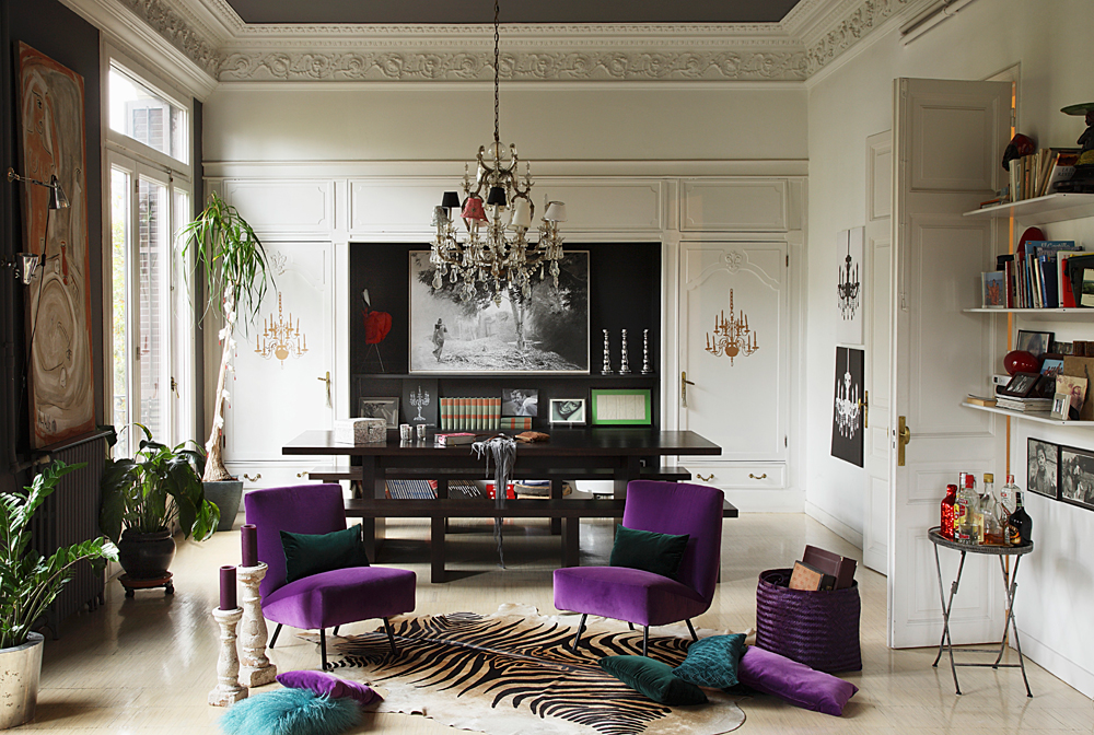 Wohnzimmer Purpur Sessel