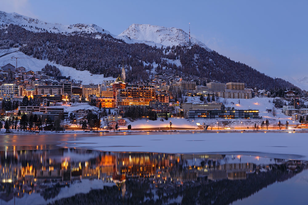 St. Moritz Lichter Schnee