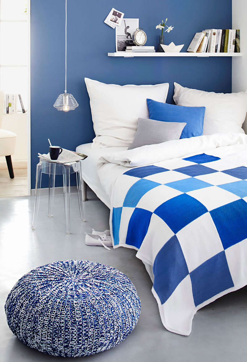 Delia Lachance Einrichtungstipps Muster Bett Blau Decke