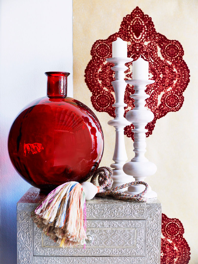 Orient Kerzenhalter rote Vase