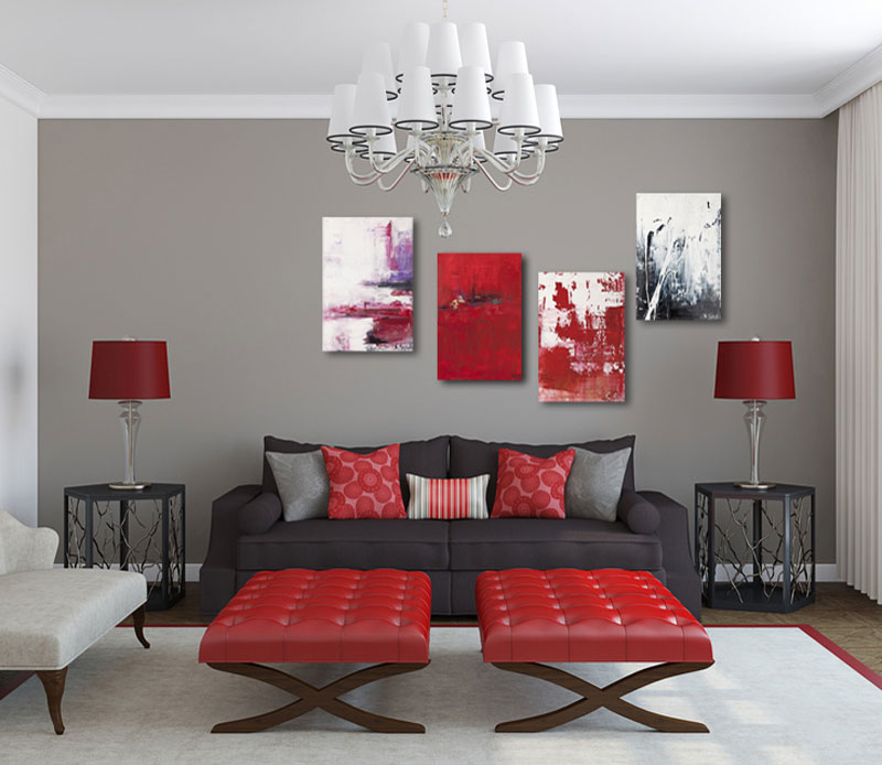 Wohnzimmer gardinen modern anthrazit rot – elvenbride.com