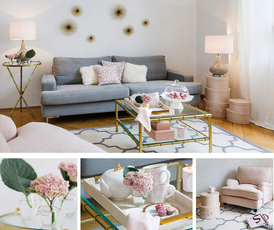 Grey Sofa in Girly Look