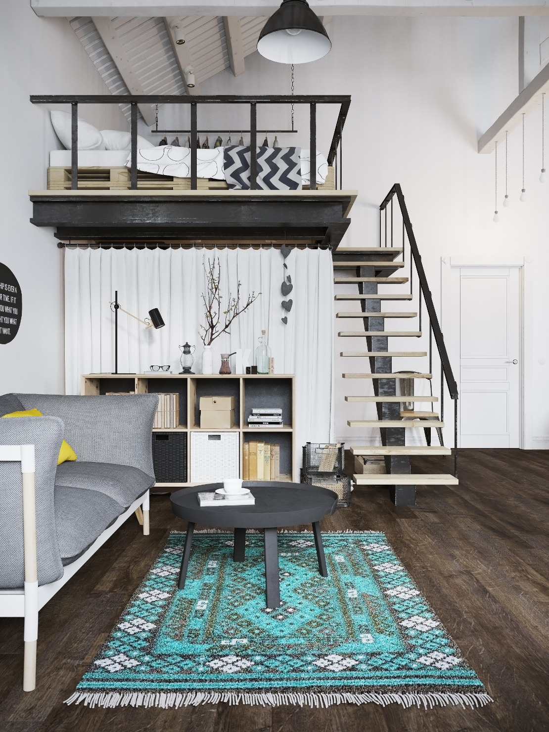 loft-nordico-praga-cama-altillo-alfombra