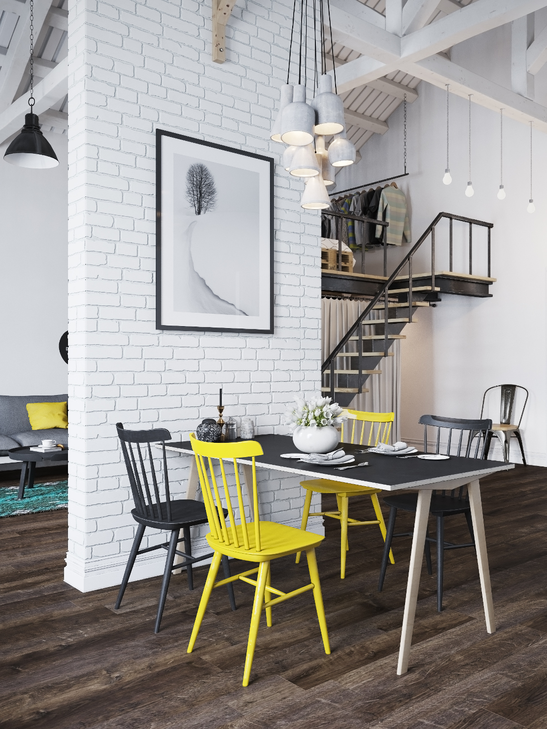 loft-nordico-praga-silla-amarilla