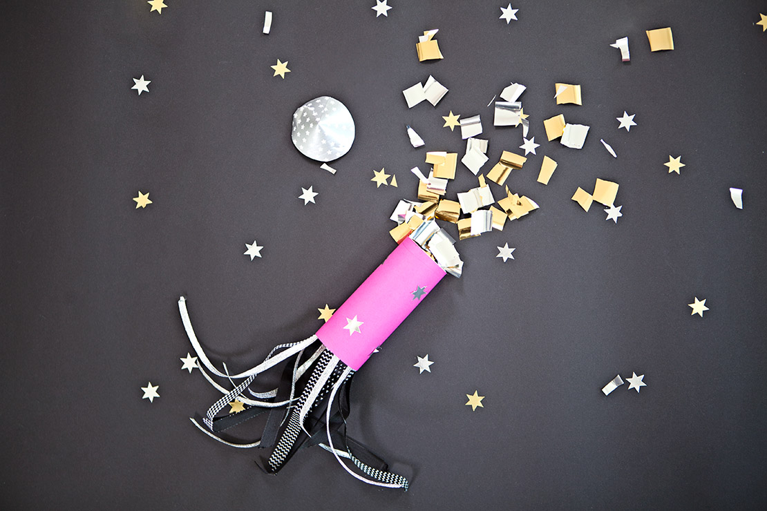 Cohetes con confeti DIY para el cotillón de Nochevieja