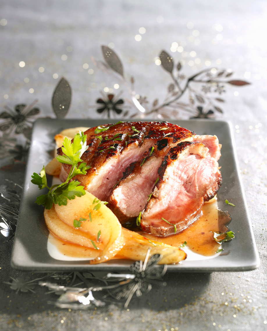 Un delicioso pato con peras Menú especial Fin de Año - pato asado con peras