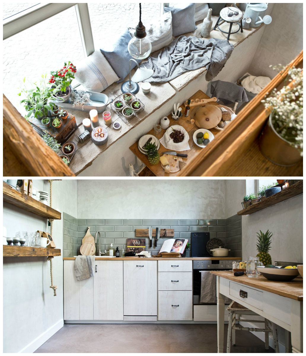 Cocina de estilo rústico urbano