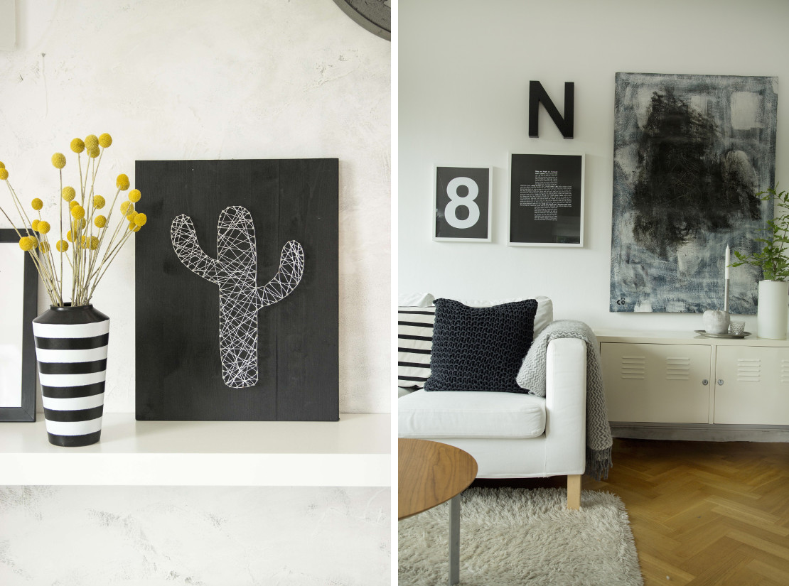 Decoración en blanco y negro paredes