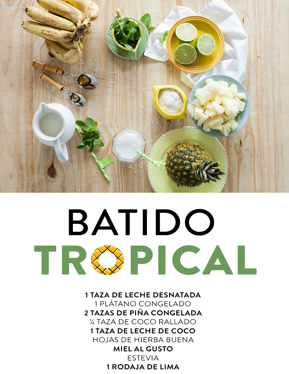 ingredientes batido tropical con piña