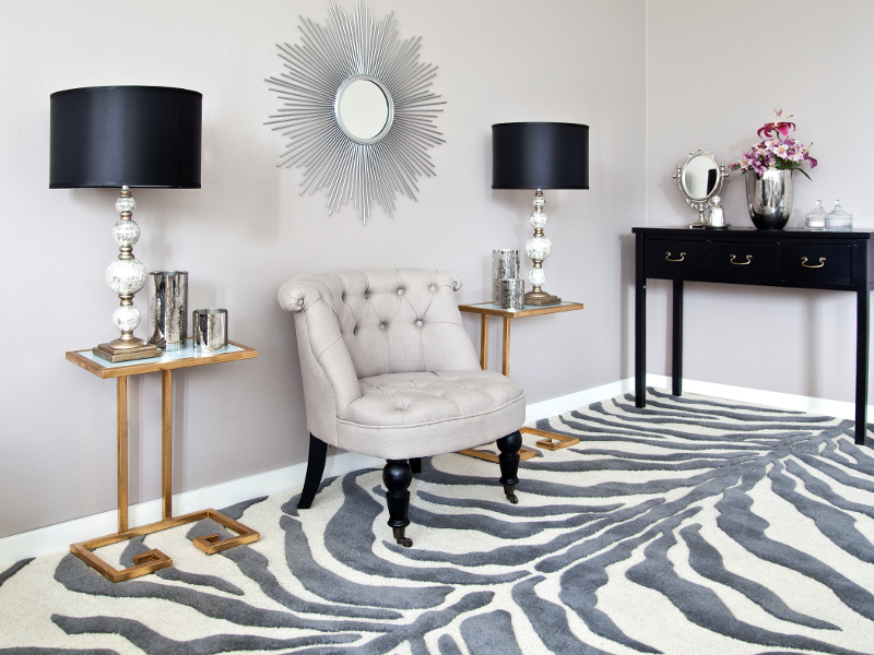 Décoration glamour: tapis de zèbre